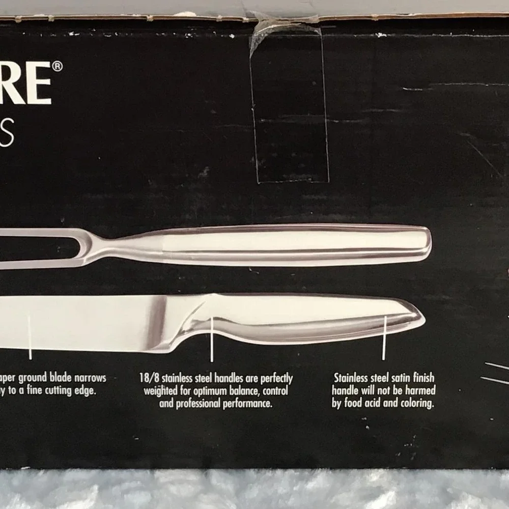 Farberware 200 Series 2 Piece Carving Set Stainless Steel‎ 8in Slicer 6in Fork